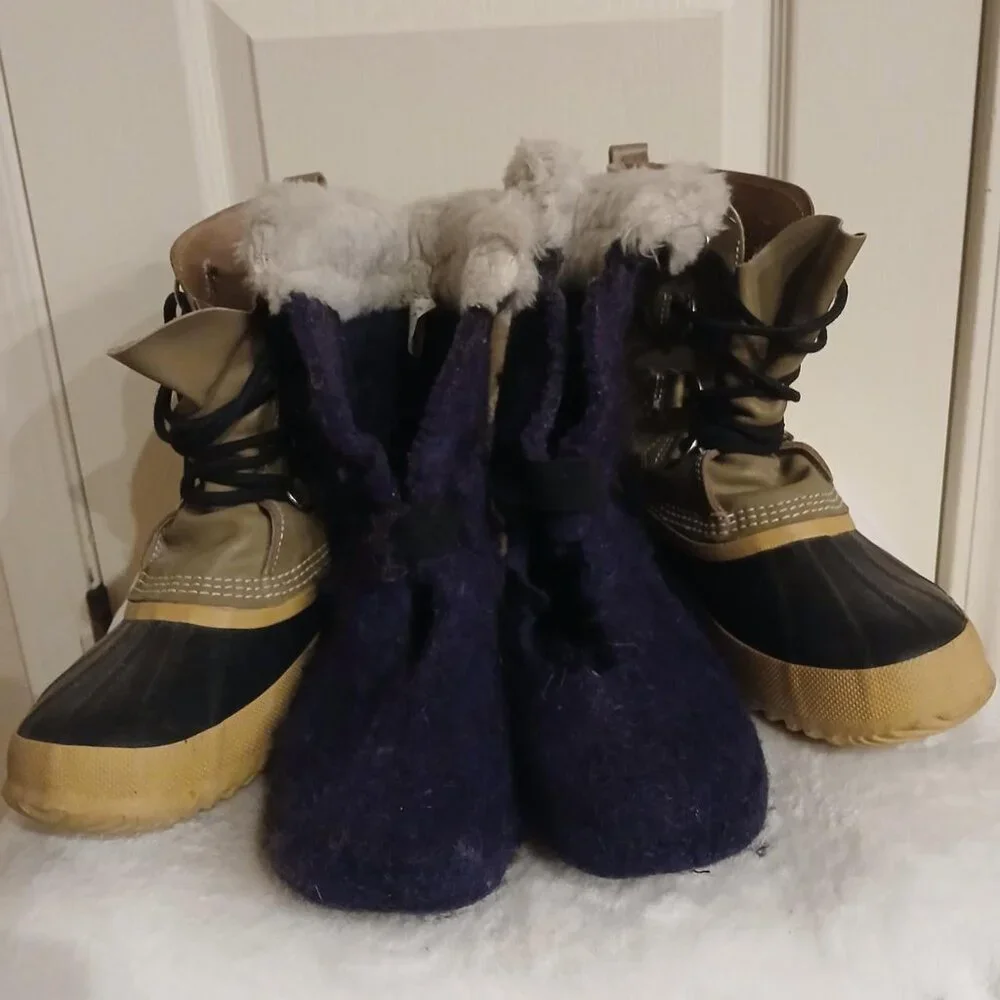 Vintage Manitou Sorel wool insulated insert snow boots Men's Sz 9